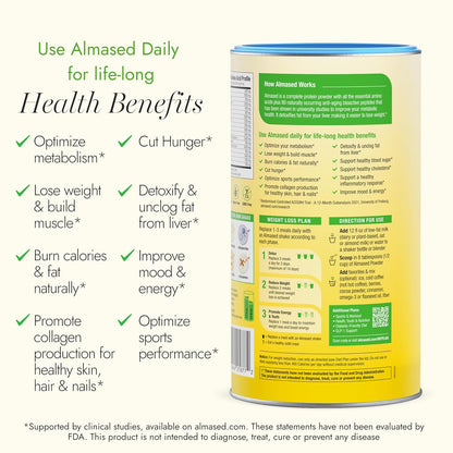 Almased Vanilla Meal Replacement Shake - Low-Glycemic High Plant Base Protein Powder- Nutritional Weight Health Support Supplement - Vanilla Flavor - 17.6 oz (1.1 Pound (1 Pack))