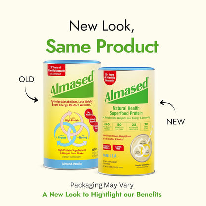 Almased Vanilla Meal Replacement Shake - Low-Glycemic High Plant Base Protein Powder- Nutritional Weight Health Support Supplement - Vanilla Flavor - 17.6 oz (1.1 Pound (1 Pack))