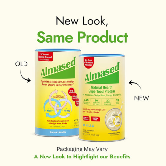 Almased Vanilla Meal Replacement Shake - Low-Glycemic High Plant Base Protein Powder- Nutritional Weight Health Support Supplement - Vanilla Flavor - 17.6 oz (1.1 Pound (1 Pack))